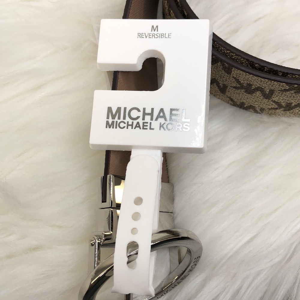 Michael Kors Tan Logo Monogram Reversible Belt - Picture 3 of 6
